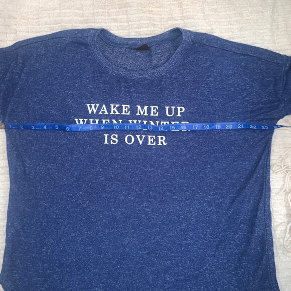 NWT OVERSIZED DENIM BLUE JUMPER SWEATSHIRT "WAKE ME UP WHEN WINTER IS OVER" M - Picture 5 of 10